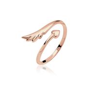 Fingerring ELLI "Herz Flügel Feminin Offen 925 Silber", rosa (rosegold), Fingerringe, Damen, Resizable, ohne Stein, Silber 925 (Sterlingsilber), 1,5mm, Fingerring (840383-0)