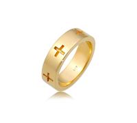 Fingerring ELLI "Kreuz Cut Out Bandring Religiös Glaube 925 Silber" Gr. 56, gold, Fingerringe, Damen, 56mm, ohne Stein, Silber 925 (Sterlingsilber), Fingerring (37771034-56)