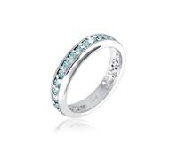 Fingerring ELLI "Memoire 925 Silber, mit Kristallen von Swarovski" Gr. 62, blau (hellblau), Fingerringe, Damen, 62mm,mit Steinen, Silber 925 (Sterlingsilber), 4mm (85568127-62) hellblau