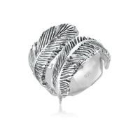 Fingerring ELLI "Offen mit Feder Design 925 Silber", schwarz, Fingerringe, Damen, Resizable, ohne Stein, Silber 925 (Sterlingsilber), 5mm, Fingerring (399378-0) schwarz