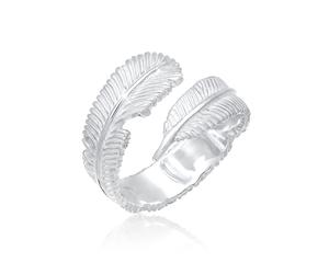 Fingerring ELLI "Offen mit Feder Design 925 Silber", silber, Fingerringe, Damen, Resizable, ohne Stein, Silber 925 (Sterlingsilber), 5mm, Fingerring (326884-0) silber
