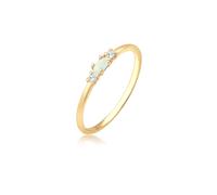 Elli Ring Damen Vintage mit Zirkonia Kristallen und Opal in 925 Sterling Silber Vergoldet