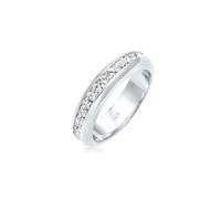 Fingerring ELLI PREMIUM "Bandring Weiß 925 Sterling Silber, mit Kristallen von Swarovski" Gr. 56, silber, Fingerringe, Damen, 56mm,mit Steinen, Silber 925 (Sterlingsilber), 4mm, Fingerring (29859267-5