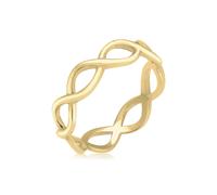 Fingerring ELLI PREMIUM "Infinity 375 Gelbgold" Gr. 56, gold, Fingerringe, Damen, 56mm, ohne Stein, Gelbgold 375, 5mm, Fingerring (74360044-56) gold