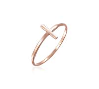 Fingerring ELLI PREMIUM "Kreuz 750 Rosegold" Gr. 52, rosa (rosegold), Fingerringe, Damen, 52mm, ohne Stein, Roségold 750, 1mm, Fingerring (52873160-52)