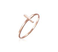 Fingerring ELLI PREMIUM "Kreuz 750 Rosegold" Gr. 56, rosa (rosegold), Fingerringe, Damen, 56mm, ohne Stein, Roségold 750, 1mm, Fingerring (52873160-56)
