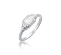 Fingerring ELLI PREMIUM "Mondstein Quadrat Vintage 925 Silber" Gr. 52, silber, Fingerringe, Damen, 52mm,mit Steinen, Silber 925 (Sterlingsilber), 2,8mm, Fingerring (11001807-52) silber