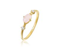 Elli PREMIUM, Ring Rosa Quarz Topas Edelstein Klassik 375er Gelbgold in gold, Schmuck für Damen Gr. 58 mm