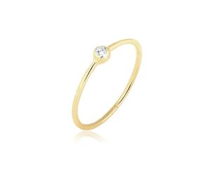Fingerring ELLI PREMIUM "Solitär Zirkonia 375er Gelbgold" Gr. 58, weiß, Fingerringe, Damen, 58mm,mit Steinen, Gelbgold 375, 1mm, Fingerring (60763022-58) weiß