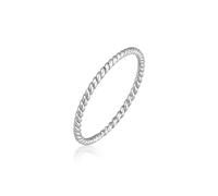Fingerring ELLI PREMIUM "Twisted Gedreht Basic 585 Weißgold" Gr. 56, silber, Fingerringe, Damen, 56mm, ohne Stein, Weißgold 585, 1,5mm, Fingerring (26574661-56)