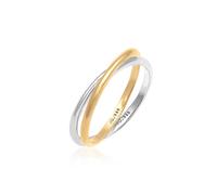 Fingerring ELLI PREMIUM "Wickelring Bi-Color Zeitlos 585 Gelbgold Weißgold" Gr. 58, gold, Fingerringe, Damen, 58mm, ohne Stein, Gelbgold 585, 1,5mm, Fingerring (28319017-58)