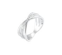 Fingerring ELLI PREMIUM "Wickelring Blogger Kristalle 925 Silber" Gr. 54, silber, Fingerringe, Damen, 54mm,mit Steinen, Silber 925 (Sterlingsilber), 2mm, Fingerring (32116141-54) silber