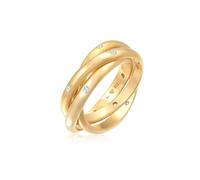 Fingerring ELLI PREMIUM "Wickelring Trio Basic Topas 925 Silber" Fingerringe Gr. 54 mm, mit Steinen, Silber 925 (Sterlingsilber), 3 mm, goldfarben (gold, weiß) Damen Fingerringe (40456167-54)