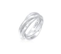Fingerring ELLI PREMIUM "Wickelring Trio Basic Topas 925 Silber" Fingerringe Gr. 58 mm, mit Steinen, Silber 925 (Sterlingsilber), 3 mm, silberfarben (silber, weiß) Damen Fingerringe (61711119-58)