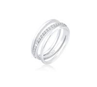 Fingerring ELLI PREMIUM "Wickelring Zirkonia Weiß 925 Sterling Silber" Gr. 58, silber, Fingerringe, Damen, 58mm,mit Steinen, Silber 925 (Sterlingsilber), 8mm, Fingerring (81804911-58) silber