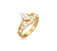 Fingerring ELLI PREMIUM "Zirkonia Marquise 925 Silber" Gr. 58, gold, Fingerringe, Damen, 58mm,mit Steinen, Silber 925 (Sterlingsilber), 3mm, Fingerring (57847104-58) gold