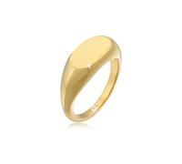 Fingerring ELLI "Siegelring Oval Glanz Geo Basic Trend 925 Silber" Gr. 54, gold, Fingerringe, Damen, 54mm, ohne Stein, Silber 925 (Sterlingsilber), 2,1mm, Fingerring (93005646-54) gold
