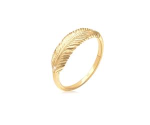 Fingerring ELLI "Silberring Feder 925 Sterling Silber" Gr. 52, gold, Fingerringe, Damen, 52mm, ohne Stein, Silber 925 (Sterlingsilber), 2mm, Fingerring (99114942-52) gold