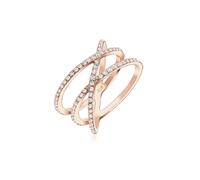 Fingerring ELLI "Verschlungen Kristalle 925 Silber" Gr. 52, rosa (rosegold), Fingerringe, Damen, 52mm,mit Steinen, Silber 925 (Sterlingsilber), 12mm, Fingerring (34612749-52) rosegold