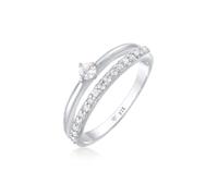 Fingerring ELLI "Zirkonia Solitär Verlobung 925 Silber" Fingerringe Gr. 58 mm, mit Steinen, Silber 925 (Sterlingsilber), 1.8 mm, silberfarben (silber, weiß) Damen (36038422-58) silber, weiß