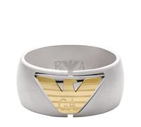 Fingerring EMPORIO ARMANI "Schmuck Geschenk Edelstahl EAGLE LOGO" Gr. 20, silberfarben, gelbgoldfarben, Fingerringe, Herren, 20, Edelstahl, 10mm, Fingerring (54053952-20) silberfarben, gelbgoldfarben