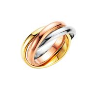 Fingerring FIRETTI "Schmuck Geschenk 3-fach verschlungen, tricolor" Gr. 17, rosa (edelstahlfarben, roségoldfarben, gelbgoldfarben), Fingerringe, Damen, 17, Edelstahl, 3,2mm, Fingerring (264520-17) ede