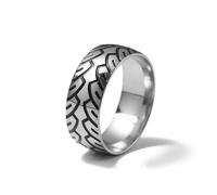 Fingerring FIRETTI "Schmuck Geschenk Edelstahl Damenring Herrenring Autoreifen-Spur" Gr. 56, silberfarben, schwarz, Fingerringe, Herren, 56, Edelstahl, 8mm, Fingerring, Made in Germany (65874262-56) s