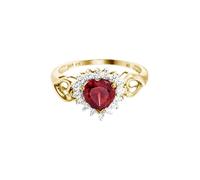 Fingerring FIRETTI "Schmuck Geschenk Gold 333 Damenring Goldring Edelstein Farbstein" Gr. 17, rot (gelbgoldfarben, rot, kristallweiß), Fingerringe, Damen, 17, Gelbgold 333, 2mm, Fingerring, mit Granat