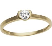 Fingerring FIRETTI "Schmuck Geschenk Gold 333 Damenring Goldring Verlobung Herz Solitär" Gr. 18, gold (gelbgoldfarben, kristallweiß), Fingerringe, Damen, 18, Gelbgold 333, 1mm, Fingerring, mit Zirkoni