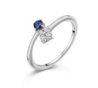 Fingerring FIRETTI "Schmuck Geschenk Gold 333 Damenring Ring Kreis" Gr. 62, weißgoldfarben, dunkelblau, kristallweiß, Fingerringe, Damen, 62, Weißgold 333, 1mm, Fingerring, mit Saphir, Zirkonia (synth