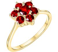 Fingerring FIRETTI "Schmuck Geschenk Gold 333 Fingerring Damenring Blume" Gr. 62, bunt (gelbgoldfarben, dunkelrot), Fingerringe, Damen, 62, Gelbgold 333, 2mm, Fingerring, mit Granat (69311543-62) gelb