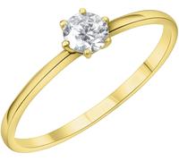 Fingerring FIRETTI "Schmuck Geschenk Gold 375 Fingerring Damenring Solitär" Gr. 60, gold (gelbgoldfarben, kristallweiß), Fingerringe, Damen, 60, Gelbgold 375, 1,5mm, Fingerring, mit Zirkonia (synth.)