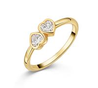Fingerring FIRETTI "Schmuck Geschenk Silber 925 Damenring Ring Herzen" Gr. 60, gold (gelbgoldfarben, kristallweiß), Fingerringe, Damen, 60, Silber 925 (Sterlingsilber), 2mm, Fingerring, mit Zirkonia (