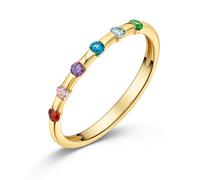 Fingerring FIRETTI "Schmuck Geschenk Silber 925 Damenring Ring Regenbogen" Gr. 62, gelbgoldfarben, rot, pink, amethyst, dunkelblau, hellblau, grün, Fingerringe, Damen, 62, Silber 925 (Sterlingsilber),