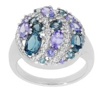 Fingerring FIRETTI "Schmuck Geschenk Silber 925 DamenringMystic Galaxy" Gr. 17, silberfarben, lila, blau, kristallweiß, Fingerringe, Damen, 17, Silber 925 (Sterlingsilber), 2,3mm, Fingerring, mit Tans