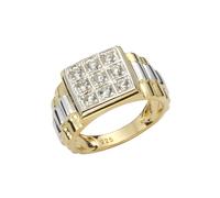 Fingerring FIRETTI "Schmuck Geschenk Silber 925 Herrenring Silberring Siegelring Pavé" Gr. 20, gelb (gelbgoldfarben, weißgoldfarben, kristallweiß), Fingerringe, Herren, 20, Silber 925 (Sterlingsilber)