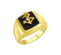 Fingerring FIRETTI "Schmuck Geschenk Silber 925 Silberring Anker" Gr. 62, schwarz (gelbgoldfarben, schwarz), Fingerringe, Herren, 62, Silber 925 (Sterlingsilber), 3mm, Fingerring (38740212-62) gelbgol