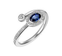 Fingerring FIRETTI "Schmuck Geschenk Silber 925 Silberring blau glitzernd" Gr. 52, blau (silberfarben, blau, kristallweiß), Fingerringe, Damen, 52, Silber 925 (Sterlingsilber), 1,9mm, Fingerring, mit