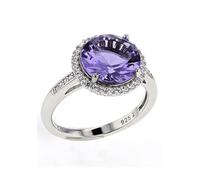 Fingerring FIRETTI "Schmuck Geschenk Silber 925 Silberring Kreis rund" Gr. 50, lila (silberfarben, lila, kristallweiß), Fingerringe, Damen, 50, Silber 925 (Sterlingsilber), 2,2mm, Fingerring, mit Glas