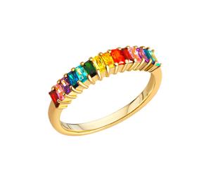 Fingerring FIRETTI "Schmuck Geschenk Silber 925 Silberring Multi" Gr. 54, gold (gelbgoldfarben, mehrfarbig), Fingerringe, Damen, 54, Silber 925 (Sterlingsilber), 2,3mm, Fingerring, mit Zirkonia (synth