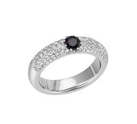 Fingerring FIRETTI "Schmuck Geschenk Silber 925 Silberring Pavé Kreis rund" Gr. 58, schwarz (silberfarben, kristallweiß, schwarz), Fingerringe, Damen, 58, Silber 925 (Sterlingsilber), 4,8mm, Fingerrin