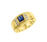 Fingerring FIRETTI "Schmuck Geschenk Silber 925 Silberring Siegelring-Optik" Gr. 20, blau (goldfarben, blau, kristallweiß), Fingerringe, Herren, 20, Silber 925 (Sterlingsilber), 5mm, Fingerring, mit G