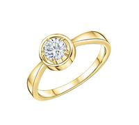 Fingerring FIRETTI "Schmuck Geschenk Silber 925 Silberring Solitär" Gr. 20, gold (gelbgoldfarben, kristallweiß), Fingerringe, Damen, 20, Silber 925 (Sterlingsilber), 2mm, Fingerring, mit Zirkonia (syn