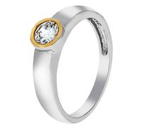 Fingerring FIRETTI "Schmuck Geschenk Silber 925 Silberring Solitär" Gr. 60, gold (silberfarben, gelbgoldfarben, kristallweiß), Fingerringe, Damen, 60, Silber 925 (Sterlingsilber), 2,35mm, Fingerring, 