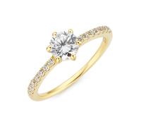 Fingerring FIRETTI "Schmuck Geschenk Silber 925 Silberring Verlobungsring" Gr. 53, gold (gelbgoldfarben, kristallweiß), Fingerringe, Damen, 53, Silber 925 (Sterlingsilber), 1,7mm, Fingerring, mit Zirk