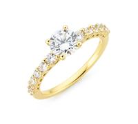 Fingerring FIRETTI "Schmuck Geschenk Silber 925 Silberring Verlobungsring" Gr. 59, gold (gelbgoldfarben, kristallweiß), Fingerringe, Damen, 59, Silber 925 (Sterlingsilber), 2,5mm, Fingerring, mit Zirk