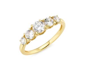 Fingerring FIRETTI "Schmuck Geschenk Silber 925 Silberring Verlobungsring" Gr. 59, gold (gelbgoldfarben, kristallweiß), Fingerringe, Damen, 59, Silber 925 (Sterlingsilber), 2,8mm, Fingerring, mit Zirk