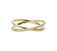 Fingerring FOSSIL "Schmuck Geschenk Edelstahl Ring ALL STACKED UP" Gr. 17,5, gold (gelbgoldfarben, kristallweiß), Fingerringe, Damen, 17,5, Edelstahl, 5,4mm, Fingerring, Mit Zirkonia (synth.) (5074120