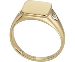 Fingerring FOSSIL "Schmuck Geschenk Edelstahl Ring All Stacked Up" Gr. 19, gold (gelbgoldfarben, kristallweiß), Fingerringe, Damen, 19, Edelstahl, Fingerring, mit Zirkonia (synth.) (49989448-19) gelbg