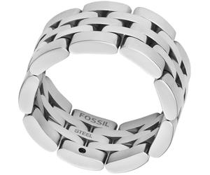 Fingerring FOSSIL "Schmuck Geschenk Edelstahl Ring Arden" Gr. 18, silber (edelstahlfarben), Fingerringe, Damen, 18, Edelstahl, 10,5mm, Fingerring (13582665-18) edelstahlfarben